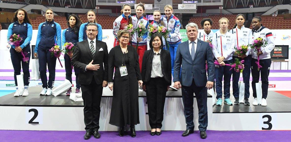 Puchar Świata we Florecie Katowice Spodek 2018 – podium drużyn.